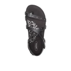 Aetrex Women's Lauren Adjustable Cross Band Sandal Black