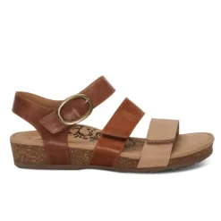 Aetrex Women's Lilly Adjustable Quarter Strap Sandal Walnut