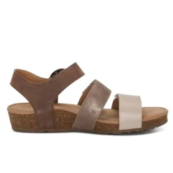 Aetrex Women's Lilly Adjustable Quarter Strap Sandal Taupe