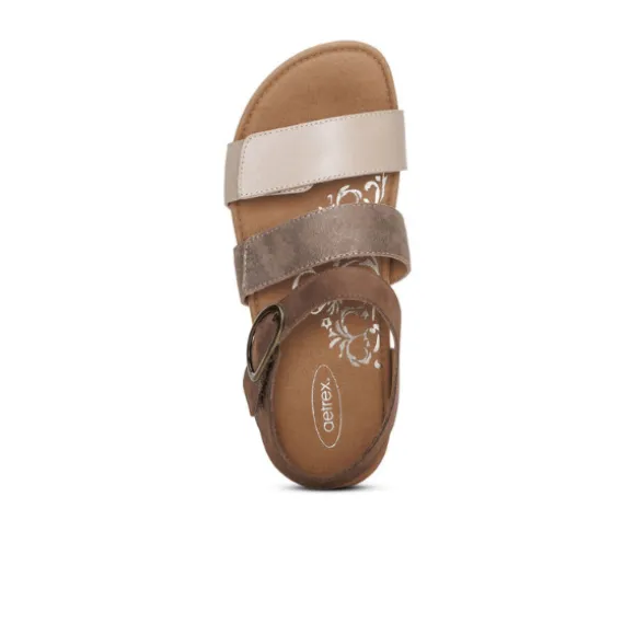 Aetrex Women's Lilly Adjustable Quarter Strap Sandal Taupe