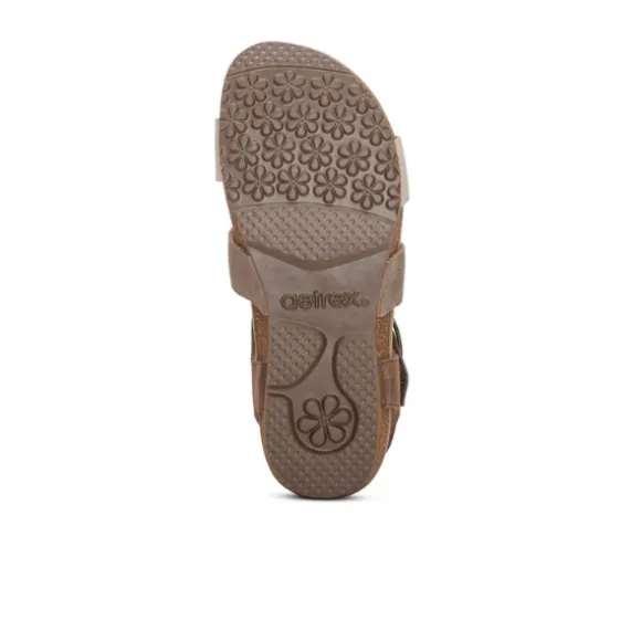 Aetrex Women's Lilly Adjustable Quarter Strap Sandal Taupe