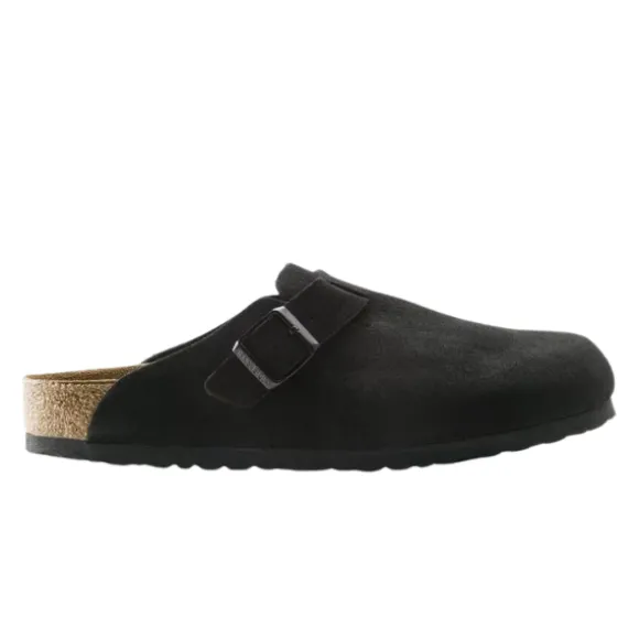 Birkenstock Women's Boston Soft Footbed Suede Leather Black