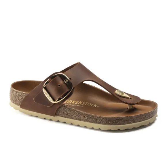 Birkenstock Women's Gizeh Big Buckle Oiled Leather Cognac