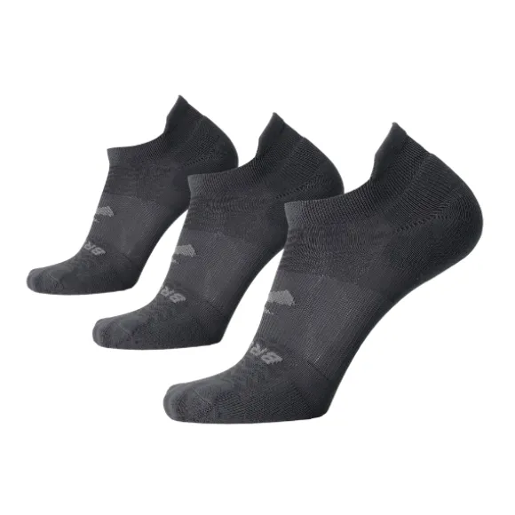 Brooks Unisex No Show 3-Pack Grey