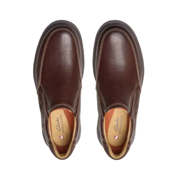 Clarks Men's Un Briley Step Leather Wide Mahogany
