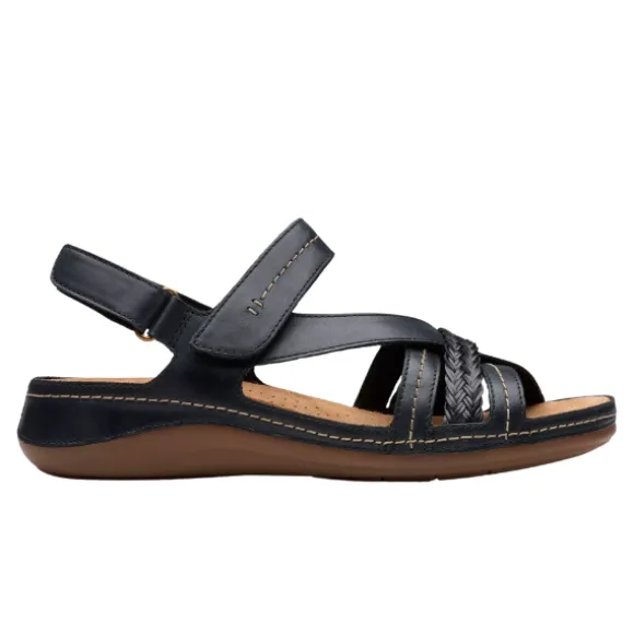 Clarks Women's Cecily Strap Leather Wide Black Combo
