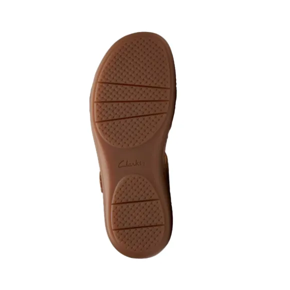 Clarks Women's Cecily Strap Leather Wide Tan Combo